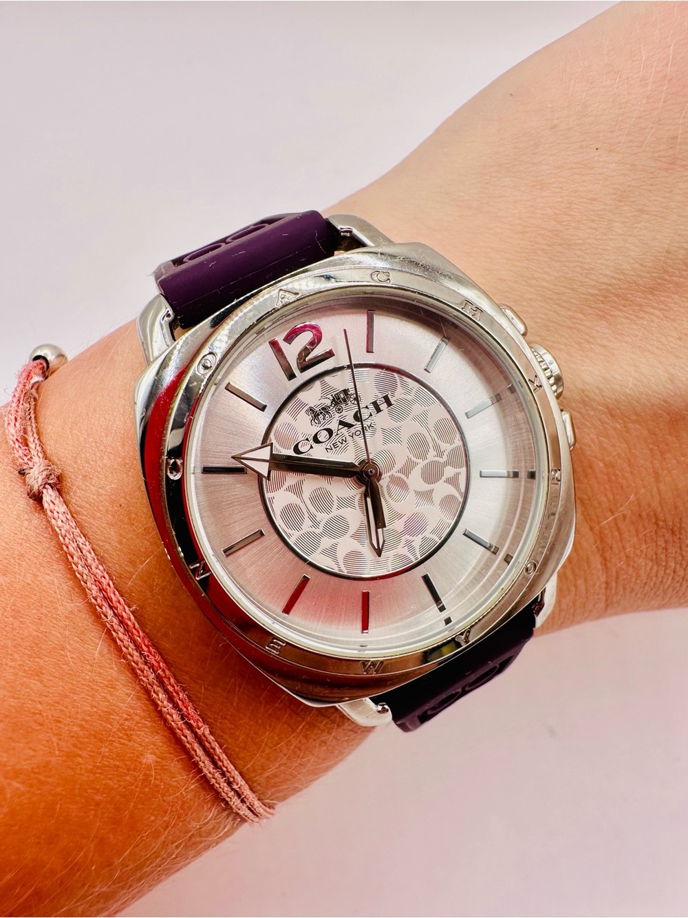 Coach Boyfriend Purple Silicone Strap Watch 14503144